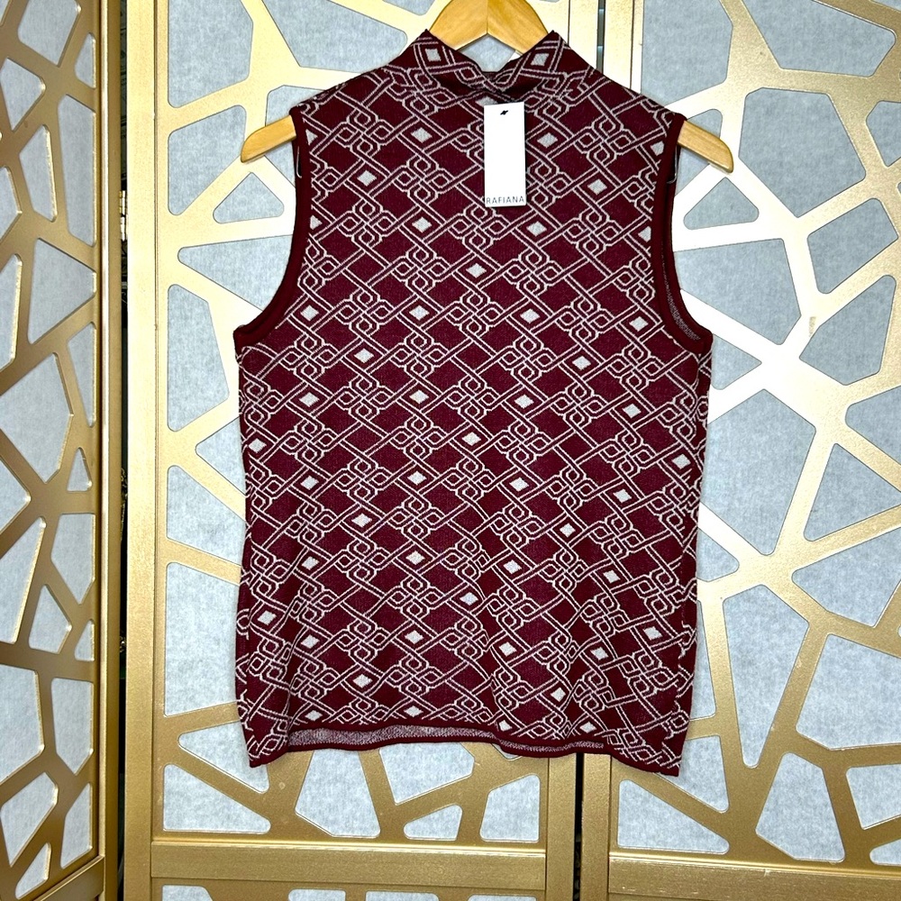 RAFIANA MOCK NECK KNIT TOP